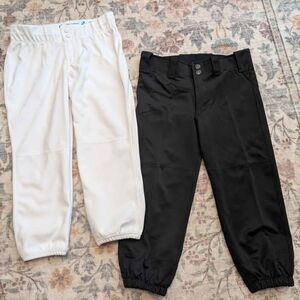 New Girls Softball Pants White and Black 2 Pairs Youth L Sz 10-12 Rip It Champro